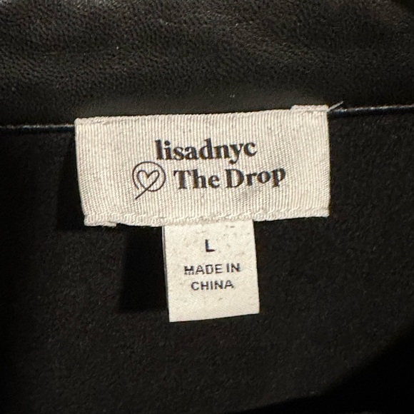EUC: The Drop Size L Elegant Black Faux Leather Shirt Jacket! - Picture 3 of 3